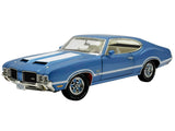 1971 Oldsmobile 442 W30 "Dr. Olds Release #6" Viking Blue Metallic with White Stripes Limited Edition to 442 pieces Worldwide 1/18 Diecast Model Car by ACME