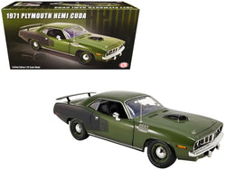 1971 Plymouth Hemi Barracuda Ivy Green with Black Graphics Limited Edition to 342 pieces Worldwide 1/18 Diecast Model Car by ACME