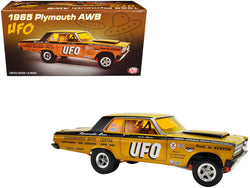 1965 Plymouth AWB (Altered Wheel Base) Gold Metallic with Graphics and Orange-Tinted Windows "UFO" Limited Edition to 636 pieces Worldwide 1/18 Diecast Model Car by ACME