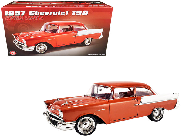 1957 Chevrolet 150 Custom Cruiser Orange Limited Edition to 457 pieces Worldwide 1/18 Diecast Model Car by ACME