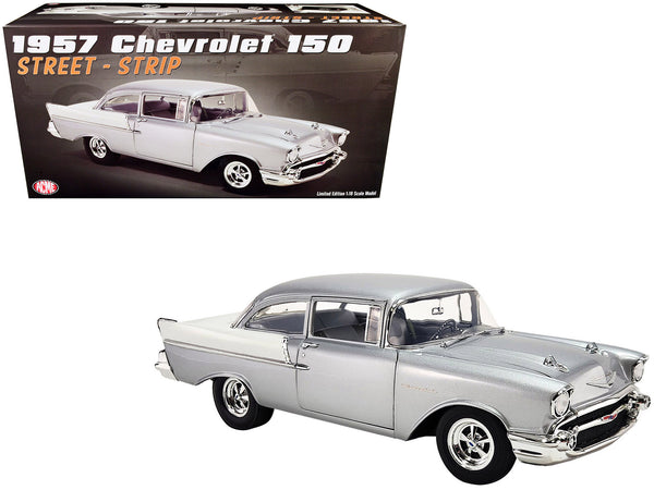 1957 Chevrolet 150 Street-Strip Silver Metallic and White Limited Edition to 300 pieces Worldwide 1/18 Diecast Model Car by ACME