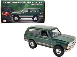 1970 Chevrolet K5 Blazer Dark Green with Red Stripes and Green Interior "Celebrity Owned" Limited Edition to 402 pieces Worldwide 1/18 Diecast Model by ACME