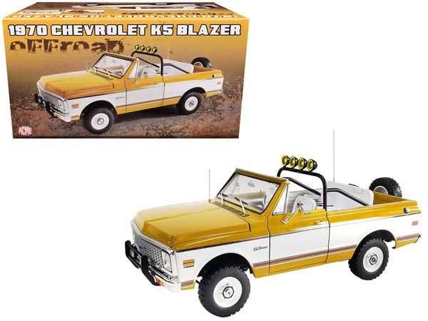 1971 Chevrolet K5 Blazer Offroad Gold and White with White Interior Limited Edition to 384 pieces Worldwide 1/18 Diecast Model by ACME