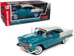 1955 Chevrolet Bel Air Skyline Blue and India Ivory White "Hemmings Classic Car Magazine Cover Car" "American Muscle" Series 1/18 Diecast Model Car by Autoworld