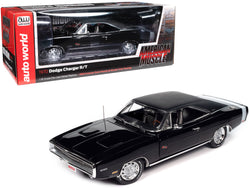 1970 Dodge Charger R/T Black with White Tail Stripe "Hemmings Muscle Machines Magazine Cover Car" (April 2013) "American Muscle" Series 1/18 Diecast Model Car by Autoworld