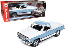 1977 Dodge D100 Adventurer Sweptline Pickup Truck Light Blue and White "American Muscle" Series 1/18 Diecast Model by Autoworld