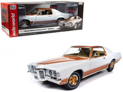 1969 Pontiac Royal Bobcat Grand Prix Model J Cameo White with Firefrost Gold Hood and Top with Gold Interior "American Muscle" Series 1/18 Diecast Model Car by Auto World