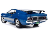 1973 Ford Mustang Mach 1 3K Blue Glow Metallic with Silver Stripes "Class of 1973" "American Muscle" Series 1/18 Diecast Model Car by Autoworld