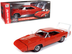 1969 Dodge Charger Daytona Red with White Tail Stripe and Red Interior "Muscle Car & Corvette Nationals" (MCACN) "American Muscle" Series 1/18 Diecast Model Car by Autoworld