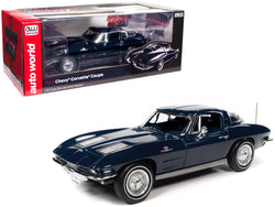 1963 Chevrolet Corvette Split-Window Coupe Daytona Blue Metallic with Dark Blue Interior "American Muscle" Series 1/18 Diecast Model Car by Autoworld