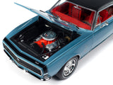 1967 Chevrolet Yenko Camaro YS760 Nantucket Blue Metallic with Black Stripes, Black Vinyl Top, and Red Interior "Muscle Car & Corvette Nationals" (MCACN) "American Muscle" Series 1/18 Diecast Model Car by Autoworld