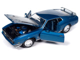 1971 Ford Mustang Mach 1 Blue Metallic with Silver Hood "Muscle Car & Corvette Nationals" (MCACN) "American Muscle" Series 1/18 Diecast Model Car by Autoworld