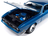 1971 Ford Mustang Mach 1 Blue Metallic with Silver Hood "Muscle Car & Corvette Nationals" (MCACN) "American Muscle" Series 1/18 Diecast Model Car by Autoworld