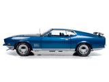 1971 Ford Mustang Mach 1 Blue Metallic with Silver Hood "Muscle Car & Corvette Nationals" (MCACN) "American Muscle" Series 1/18 Diecast Model Car by Autoworld