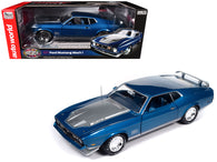 1971 Ford Mustang Mach 1 Blue Metallic with Silver Hood "Muscle Car & Corvette Nationals" (MCACN) "American Muscle" Series 1/18 Diecast Model Car by Autoworld
