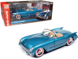 1954 Chevrolet Corvette Convertible Pennant Blue Metallic "American Muscle" Series 1/18 Diecast Model Car by Autoworld