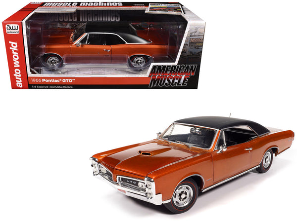 1966 Pontiac GTO Copper Blaze Metallic with Black Vinyl Top "Hemmings Muscle Machines July 2024 Cover Car" "American Muscle" Series 1/18 Diecast Model Car by Autoworld