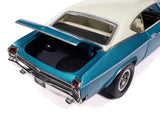 1969 Chevrolet Chevelle SS 396 Azure Turquoise Metallic with White Stripes White Vinyl Top and Interior "Muscle Car & Corvette Nationals" (MCACN) "American Muscle" Series 1/18 Diecast Model Car by Autoworld