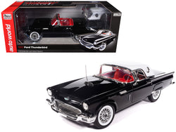 1957 Ford Thunderbird Black with White Top and Red Interior "American Muscle" Series 1/18 Diecast Model Car by Autoworld
