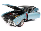 1968 Oldsmobile 442 W30 Holiday Coupe Teal Frost Metallic with Red Stripes and Black Vinyl Top "Hemmings Motor News July 2023 Cover Car" "American Muscle" Series 1/18 Diecast Model Car by Autoworld