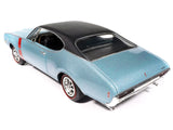 1968 Oldsmobile 442 W30 Holiday Coupe Teal Frost Metallic with Red Stripes and Black Vinyl Top "Hemmings Motor News July 2023 Cover Car" "American Muscle" Series 1/18 Diecast Model Car by Autoworld