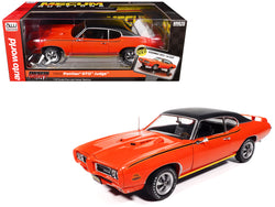 1969 Pontiac GTO Judge Carousel Red with Black Stripes and Black Vinyl Top "Mecum Auctions" "American Muscle" Series 1/18 Diecast Model Car by Autoworld