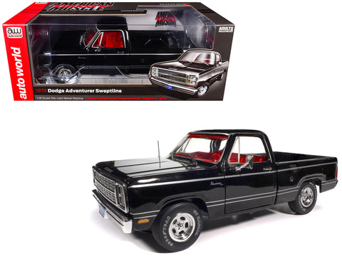 1979 Dodge Adventurer Sweptline Pickup Truck Black with Red Interior "American Muscle" Series 1/18 Diecast Model Car by Autoworld