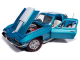 1967 Chevrolet Corvette Stingray Light Blue Metallic with White Hood Stripe "American Muscle" Series 1/18 Diecast Model Car by Auto World