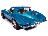 1967 Chevrolet Corvette Stingray Light Blue Metallic with White Hood Stripe "American Muscle" Series 1/18 Diecast Model Car by Auto World