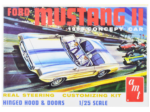 1963 Ford Mustang II Concept Car Plastic Model Kit (Skill Level 2) 1/25 Scale Model by AMT