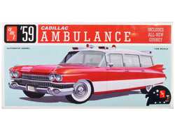 1959 Cadillac Ambulance with Gurney Accessory Plastic Model Kit (Skill Level 2) 1/25 Scale Model by AMT