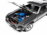 1969 Ford Mustang Dark Gray Metallic with Black Stripes "John Wick" (2014) Movie "Silver Screen Machines" Series 1/18 Diecast Model Car by Autoworld