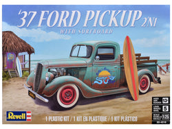 1937 Ford Pickup Truck with Surfboard 2-in-1 Plastic Model Kit (Skill Level 5) 1/25 Scale Model by Revell