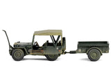 Willys MB Jeep with Trailer Olive Drab (Weathered) with Driver Figure "United States Army" "Mini AFV" Series 1/64 Diecast Model by Forces of Valor