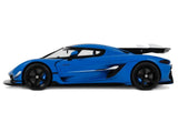 2025 Koenigsegg Jesko Blue Metallic with Black Stripes 1/18 Model Car by GT Spirit