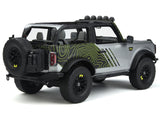 2022 Ford Bronco "By RTR" Silver Metallic and Black with Graphics 1/18 Model by GT Spirit