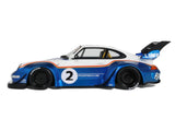 2023 RWB x Liberty Walk 993 #2 (Porsche) White and Blue Metallic with Graphics 1/18 Model Car by GT Spirit