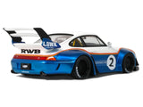 2023 RWB x Liberty Walk 993 #2 (Porsche) White and Blue Metallic with Graphics 1/18 Model Car by GT Spirit