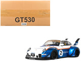 2023 RWB x Liberty Walk 993 #2 (Porsche) White and Blue Metallic with Graphics 1/18 Model Car by GT Spirit