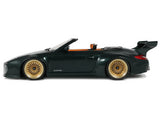 2024 Porsche 911 (997) Old & New Tokyo Auto Salon Cabriolet Dark Green Metallic with Orange Interior 1/18 Model Car by GT Spirit