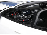 2025 Shelby Mustang Supersnake Convertible White with Blue Stripes 1/18 Model Car by GT Spirit