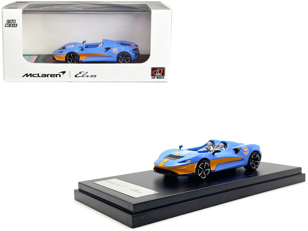 McLaren Elva Convertible Light Blue with Orange Accents "Gulf Oil" 1/64 Diecast Model Car by LCD Models