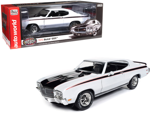1970 Buick GSX Apollo White with Black and Red Stripes "Muscle Car & Corvette Nationals" (MCACN) "American Muscle" Series 1/18 Diecast Model Car by Autoworld