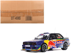 2023 BMW E30 V8 Drift "Red Bull Driftbrothers" Blue and Silver with Graphics Limited Edition to 3000 pieces Worldwide 1/18 Model Car by Otto Mobile