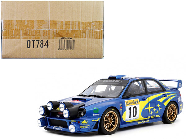 2002 Subaru Impreza WRC #10 Blue with Yellow Graphics Rally Car Limited Edition to 3000 pieces Worldwide 1/18 Model Car by Otto Mobile