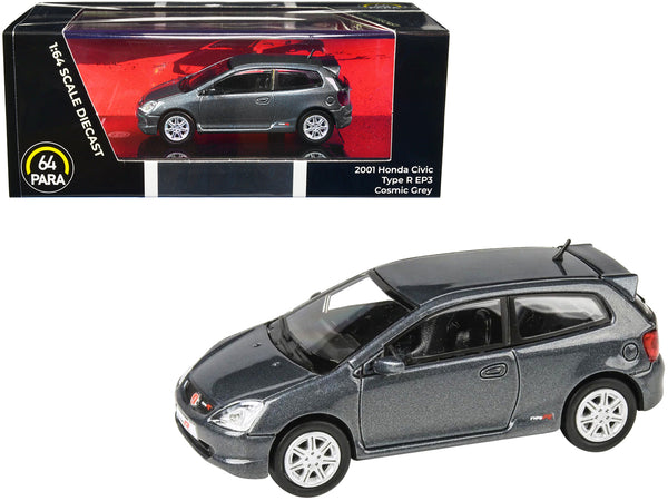 2001 Honda Civic Type R EP3 Cosmic Gray Metallic 1/64 Diecast Model Car by Paragon Models