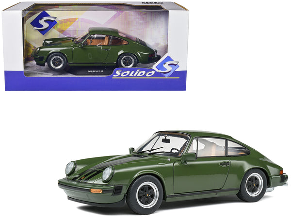 1974 Porsche 911 SC Olive Green with Black Stripes 1/18 Diecast Model Car by Solido