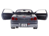 1999 Nissan Skyline GT-R (R34) RHD (Right Hand Drive) Silver Metallic with Purple Wheels 1/18 Diecast Model Car by Solido