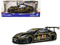 2022 Nissan GT-R (R35) RHD (Right Hand Drive) "Liberty Walk Type 2" Body Kit #12 Black "John Player Special" "Competition" Series 1/18 Diecast Model Car by Solido