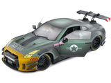 2022 Nissan GT-R (R35) RHD (Right Hand Drive) Liberty Walk 2.0 Body Kit "Army Fighter" "Competition" Series 1/18 Diecast Model Car by Solido